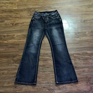 Acid Washed Black Bootcut Jeans